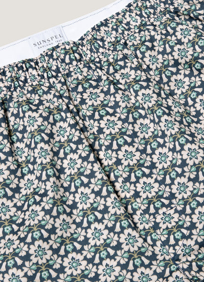 Mens Classic Boxer Shorts In Liberty Fabric In Navy White Macsen Mbox4701L Buwi
