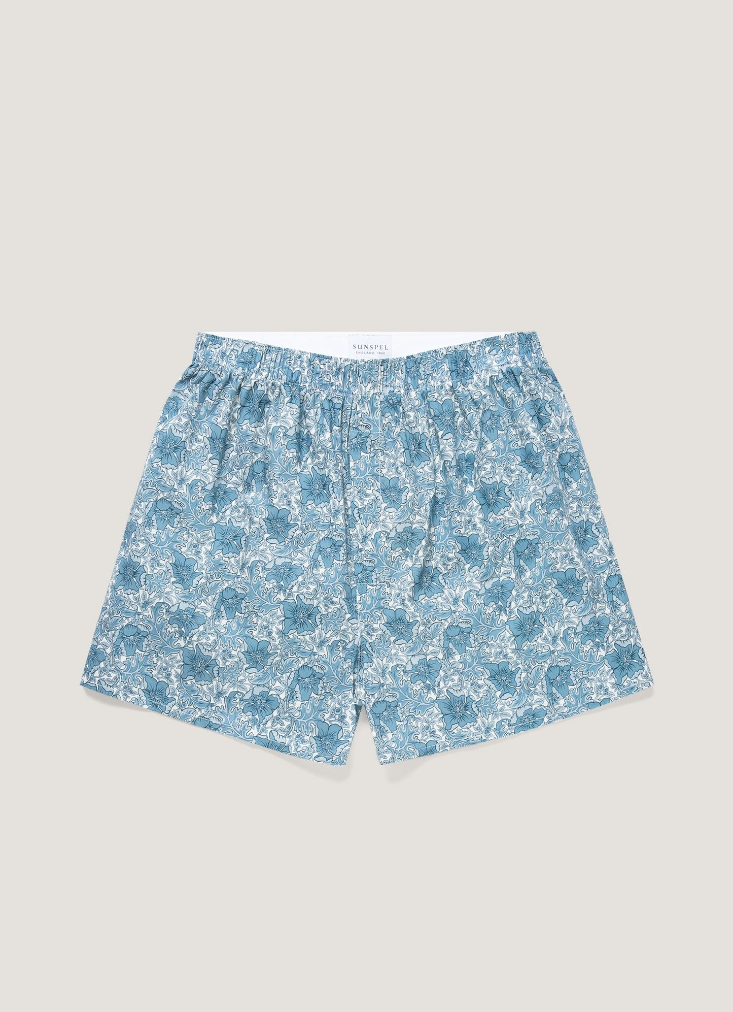 Mens Classic Boxer Shorts In Liberty Fabric In Stone Blue Floral Mbox4701L Buxb