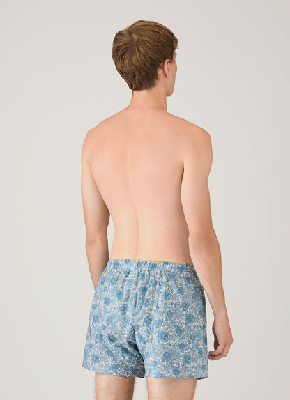 Mens Classic Boxer Shorts In Liberty Fabric In Stone Blue Floral Mbox4701L Buxb