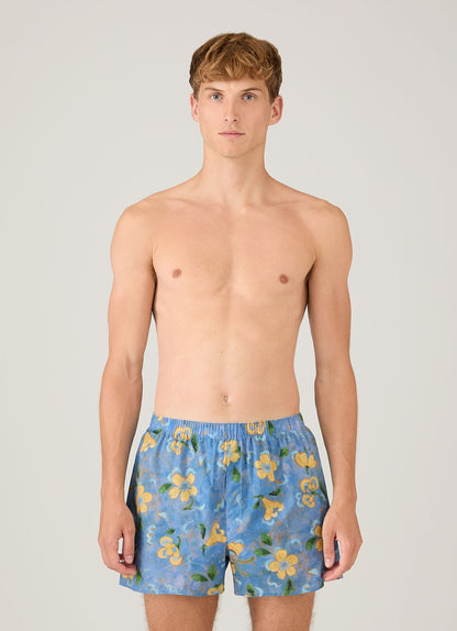 Mens Classic Boxer Short In Liberty Fabric In Blue Tulip Mbox4701L Buxc
