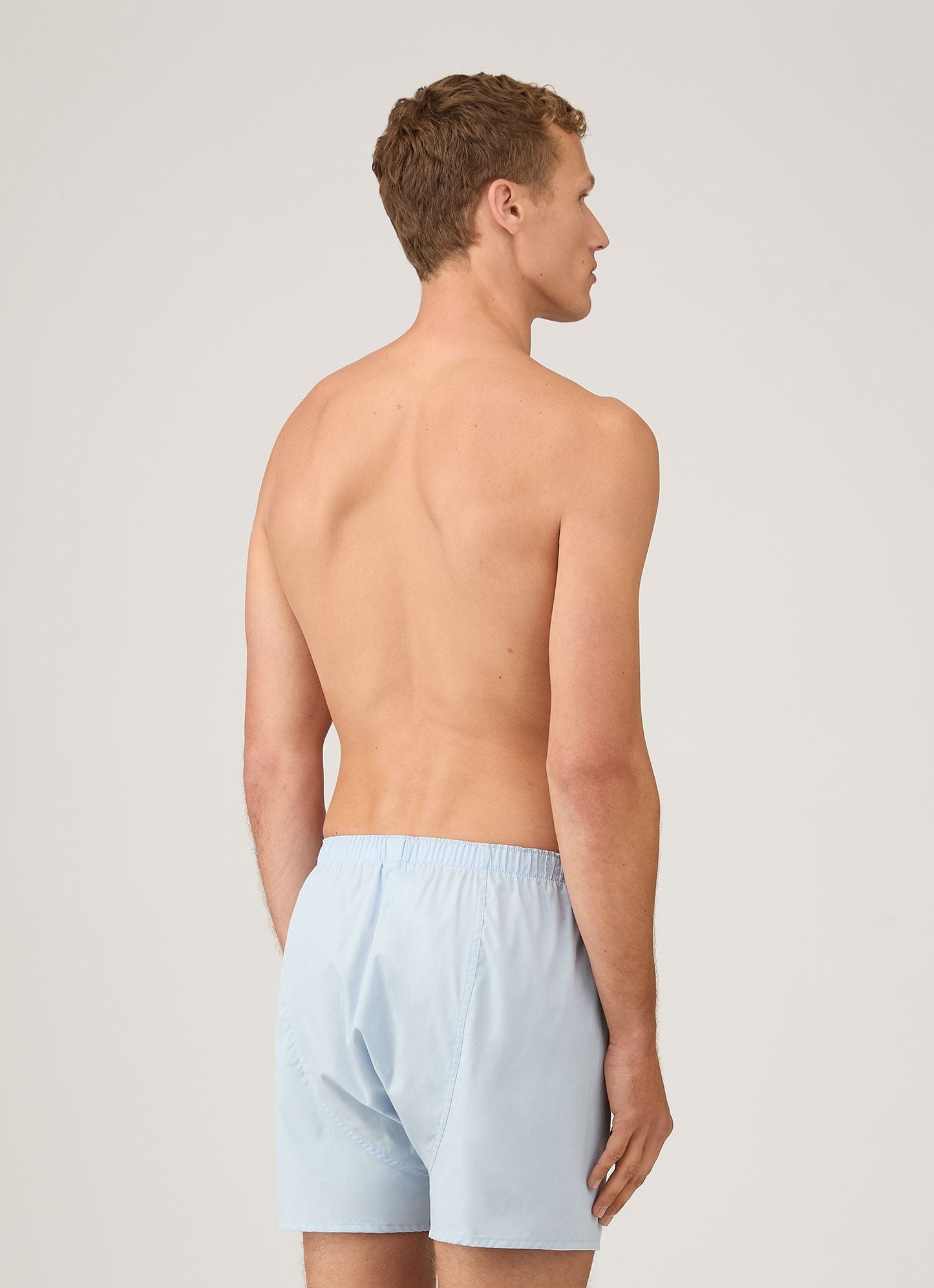 Men Poplin Cotton Long Cut Boxer Short In Blue Mbox4702 Buan