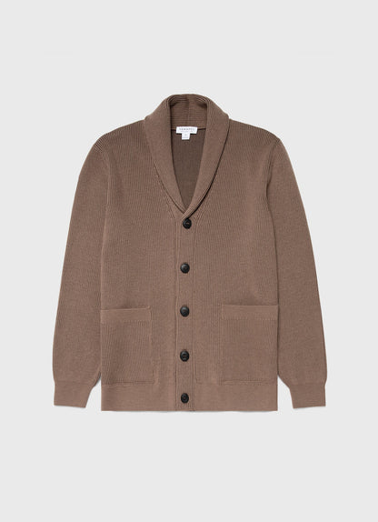 Mens Ribbed Shawl Neck Cardigan In Cedar Mcar8222 Breh