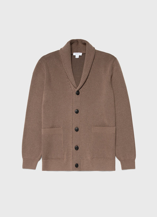 Mens Ribbed Shawl Neck Cardigan In Cedar Mcar8222 Breh
