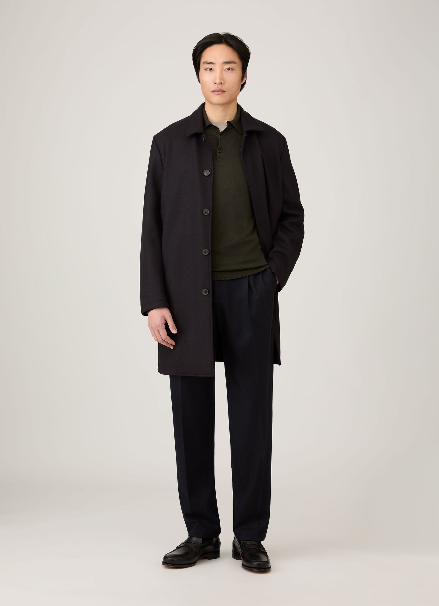 Mens Boiled Wool Coat In Navy Mcoa7334 Buaa