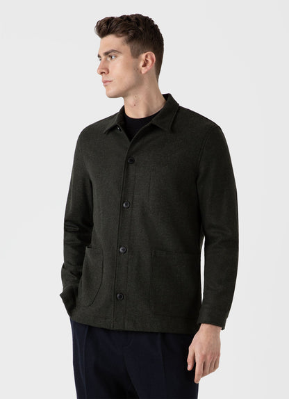 Mens Wool Twin Pocket Jacket In Drill Green Mjac7065 Gnhv