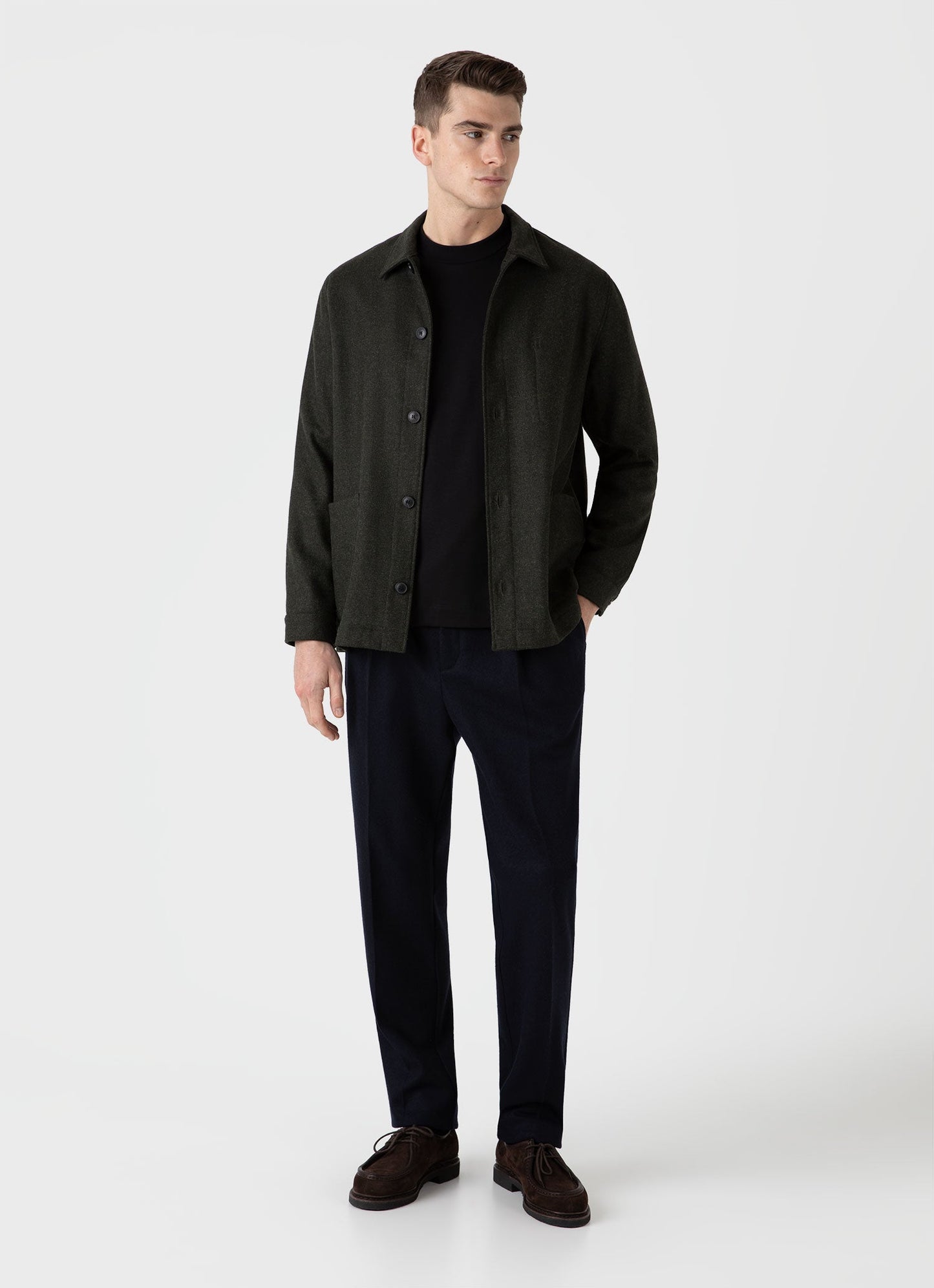 Mens Wool Twin Pocket Jacket In Drill Green Mjac7065 Gnhv