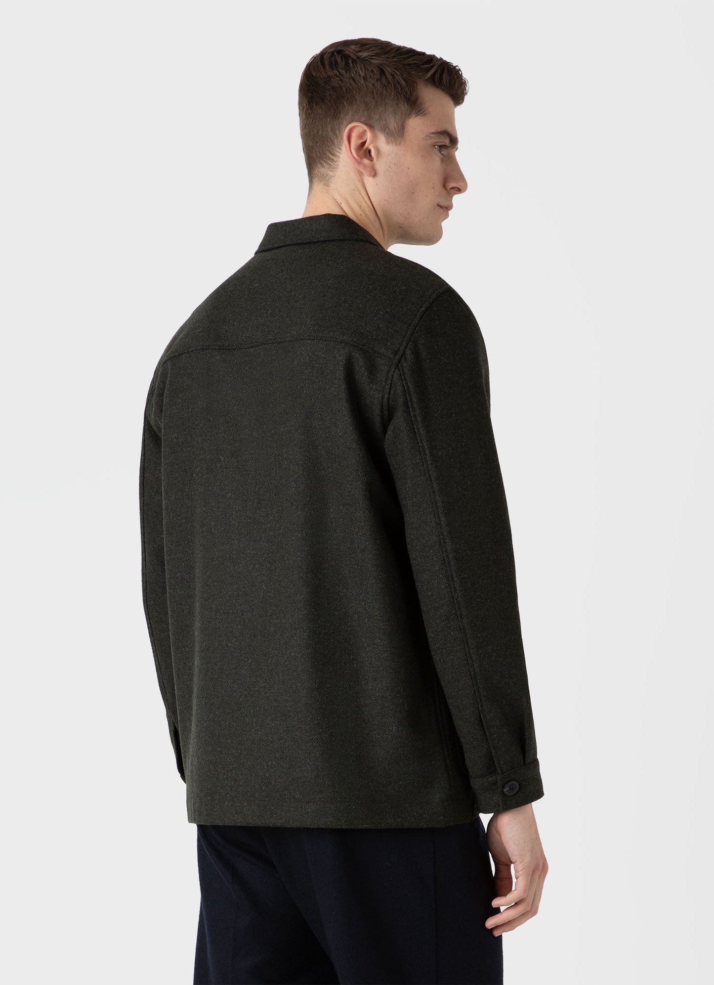 Mens Wool Twin Pocket Jacket In Drill Green Mjac7065 Gnhv