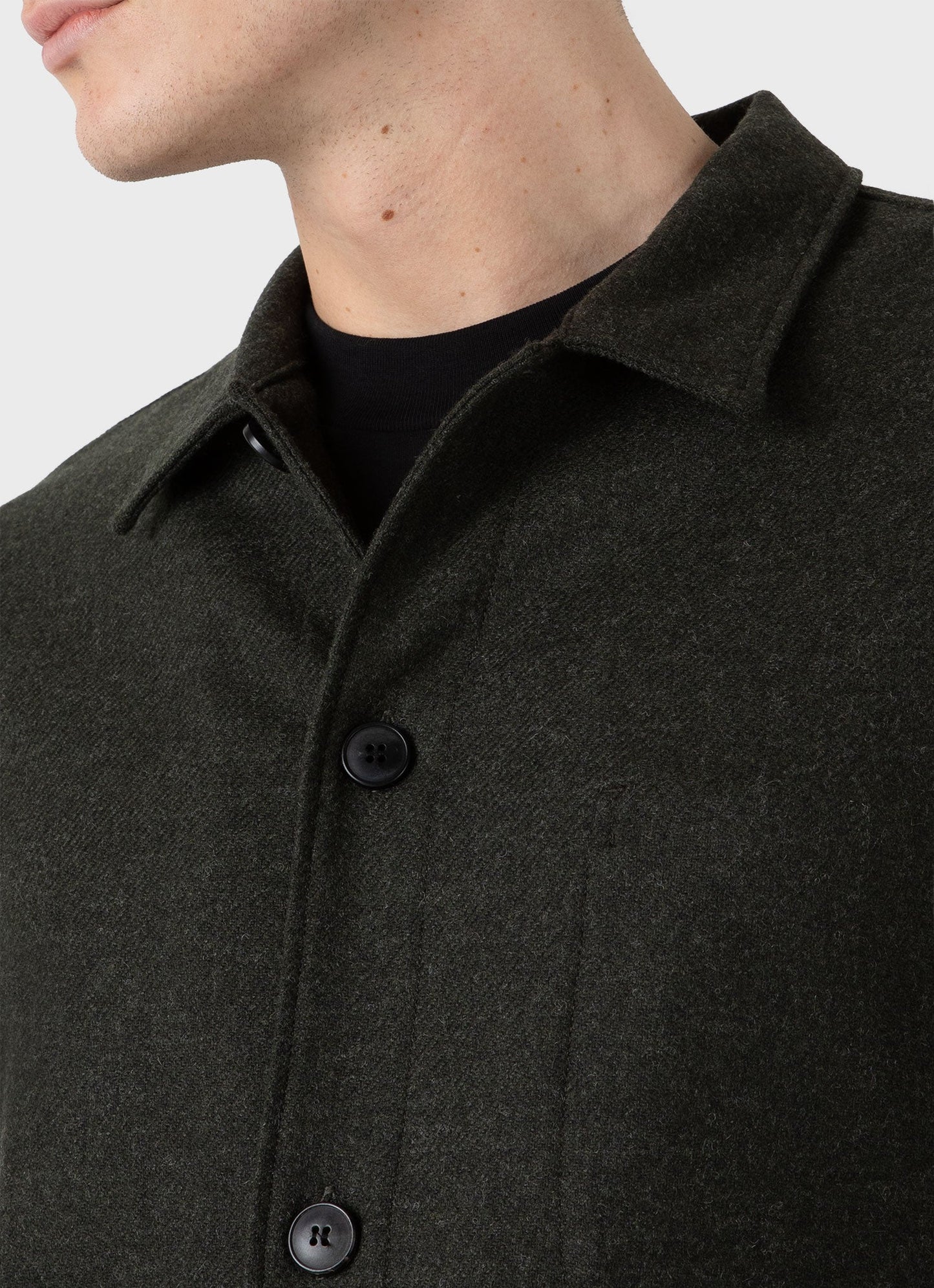 Mens Wool Twin Pocket Jacket In Drill Green Mjac7065 Gnhv