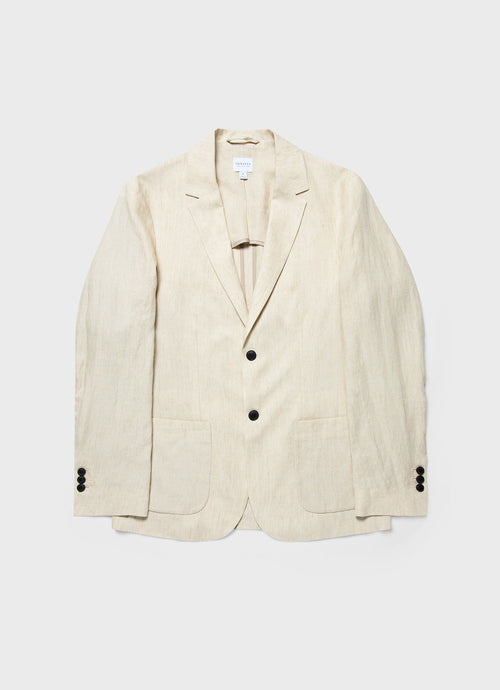 Mens Linen Unstructured Blazer In Light Sand Mjac7075 Brdv