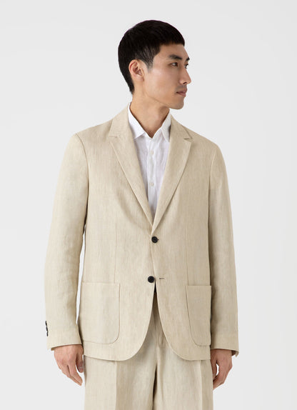 Mens Linen Unstructured Blazer In Light Sand Mjac7075 Brdv