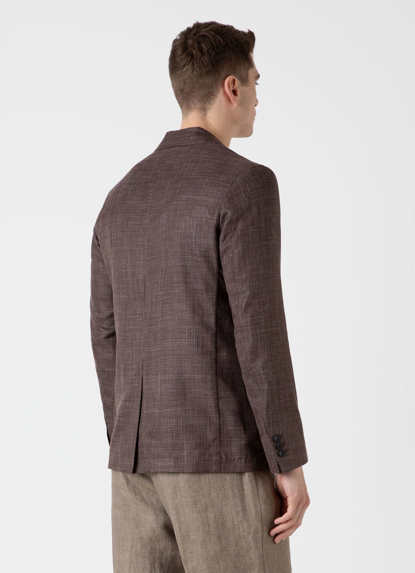 Mens Silk Linen Wool Blazer In Dark Sand Mjac7146 Brey