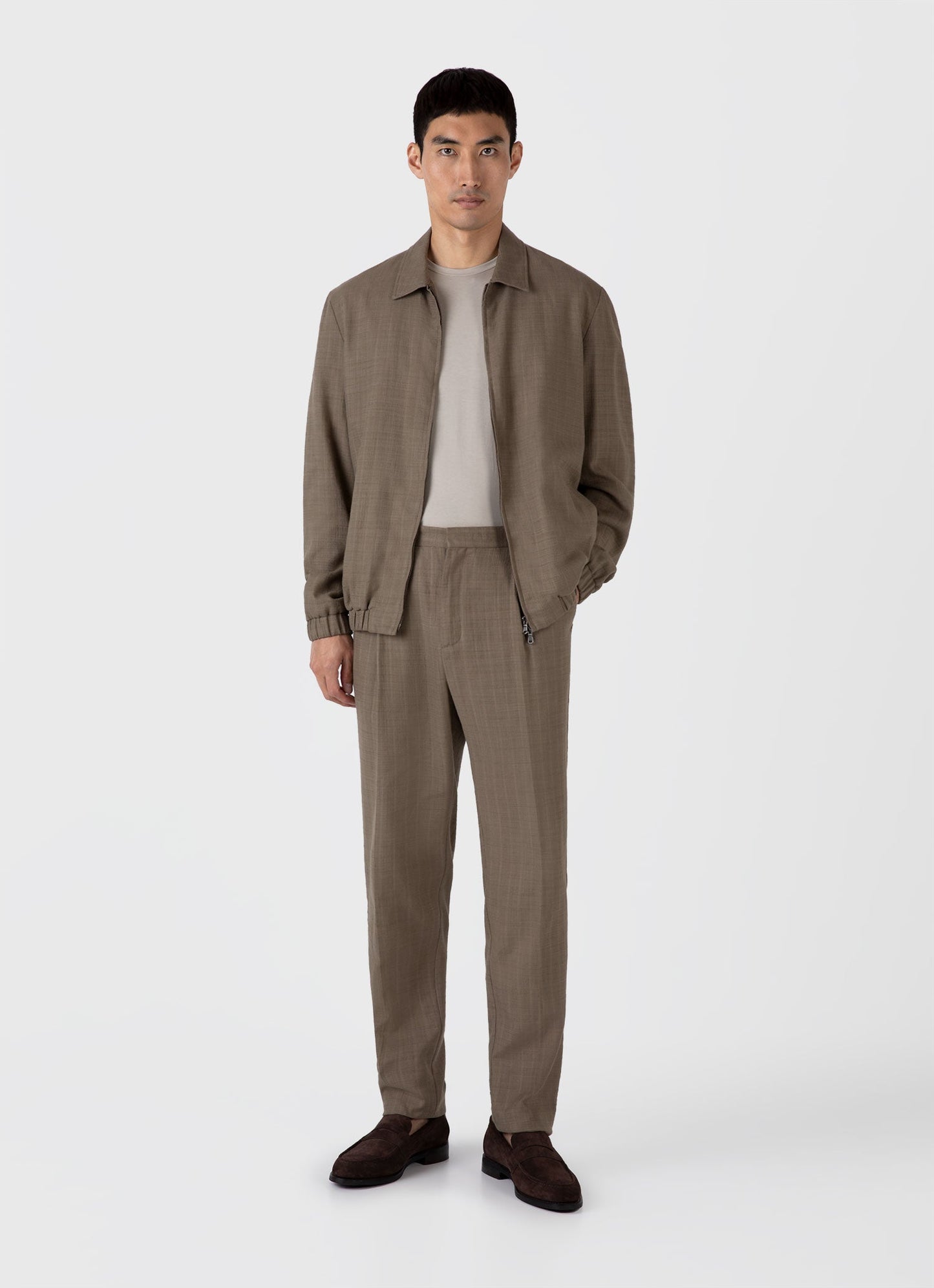Mens Cotton Raffia Blouson Jacket In Dark Stone Mjac7167 Whdc