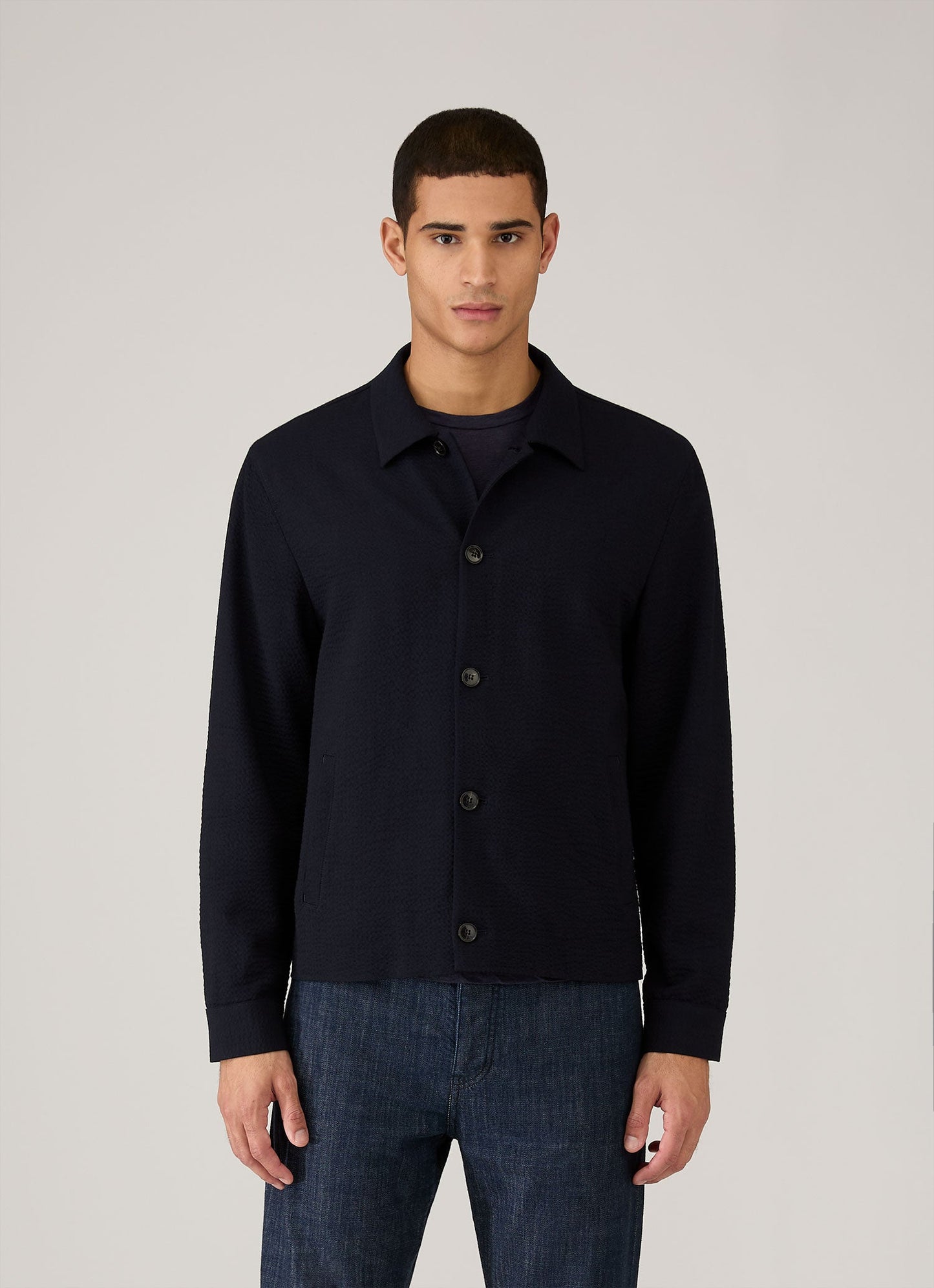Mens Seersucker Jacket In Navy Mjac7180 Buaa