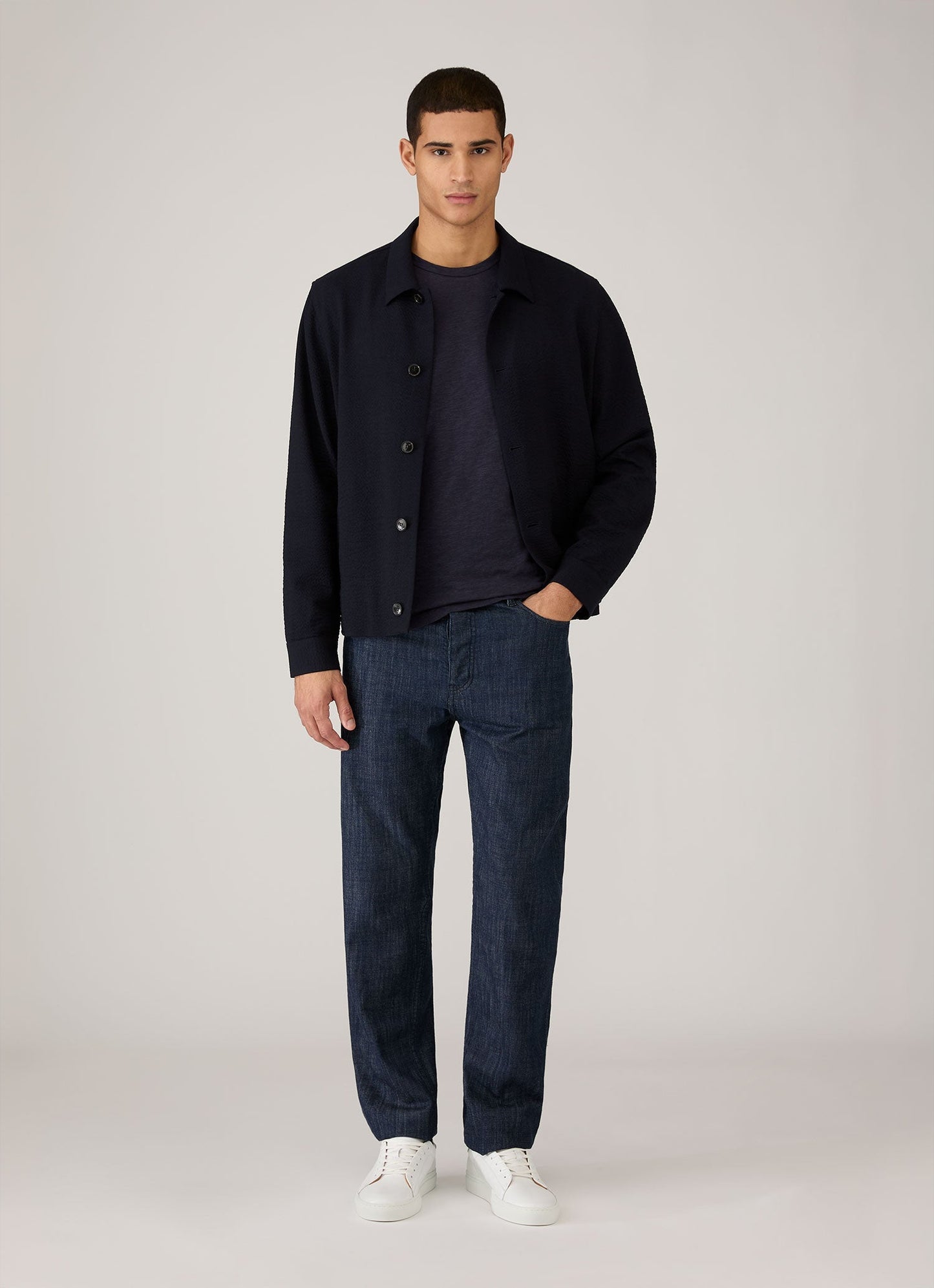 Mens Seersucker Jacket In Navy Mjac7180 Buaa