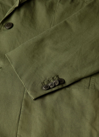 Men's Cotton Linen Blazer in Deep Olive