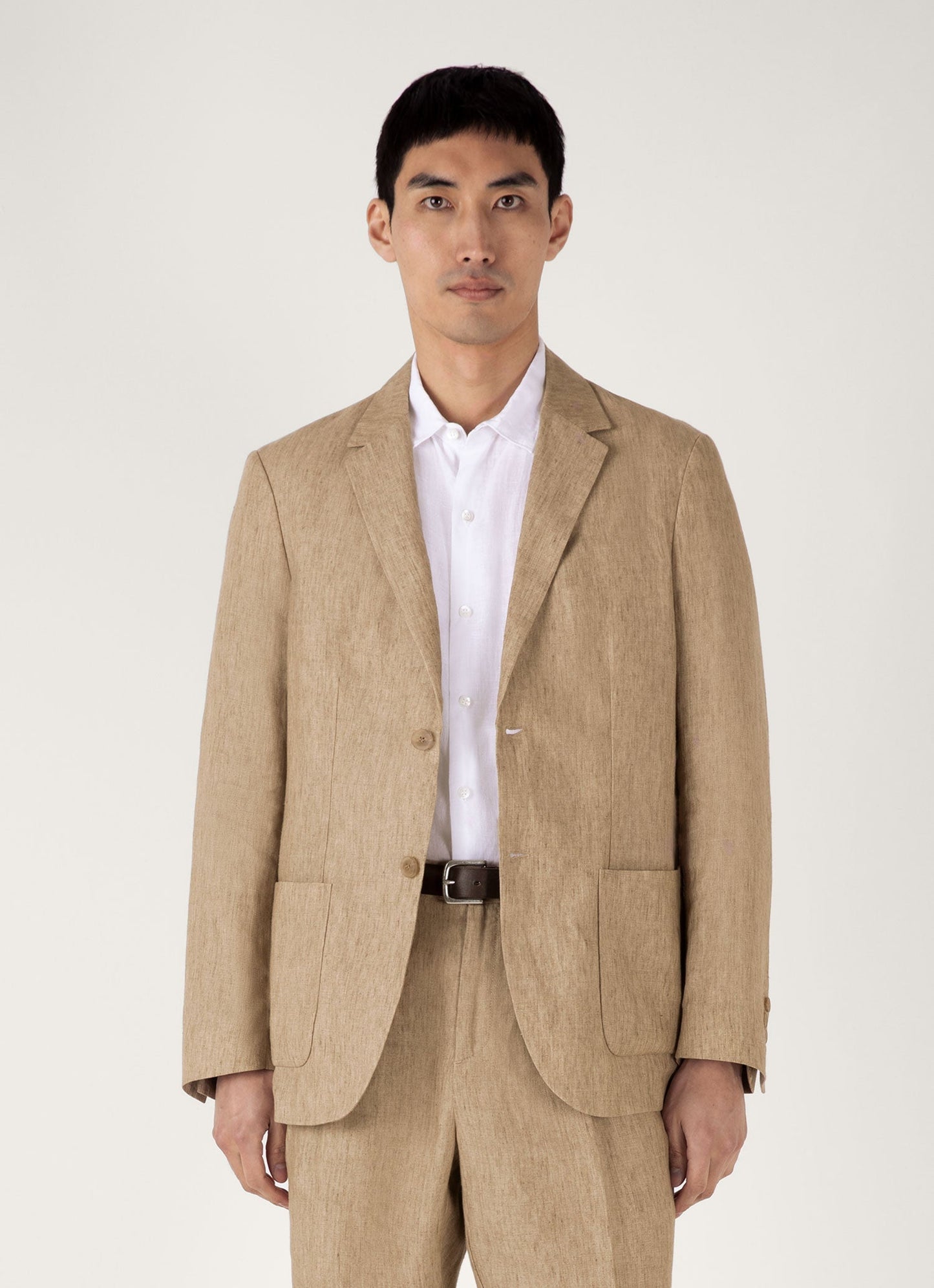 Mens Linen Blazer In Dune Melange Mjac7186 Brga