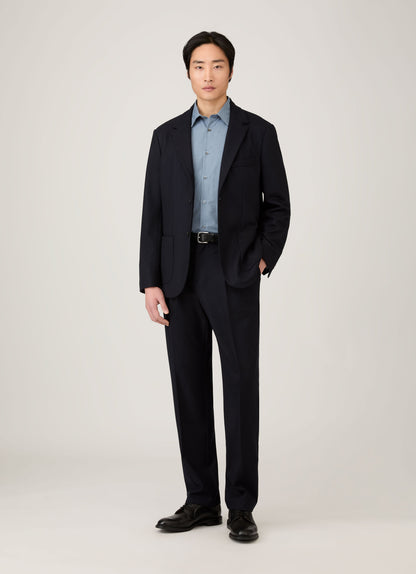 Mens Boiled Wool Blazer In Navy Mjac7192 Buaa