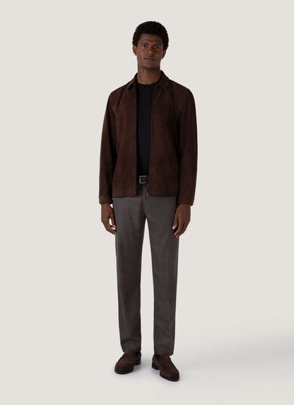 Mens Suede Harrington Jacket In Cocoa Mjac7196 Brdg