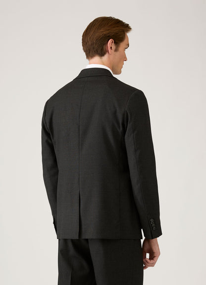 Mens Lightweight Travel Wool Blazer In Dark Charcoal Melange Mjac7197 Gybg