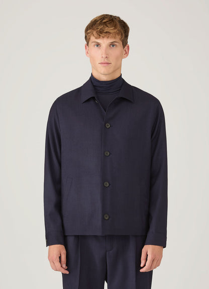Mens Wool Twill Jacket In Navy Mjac7201 Buaa