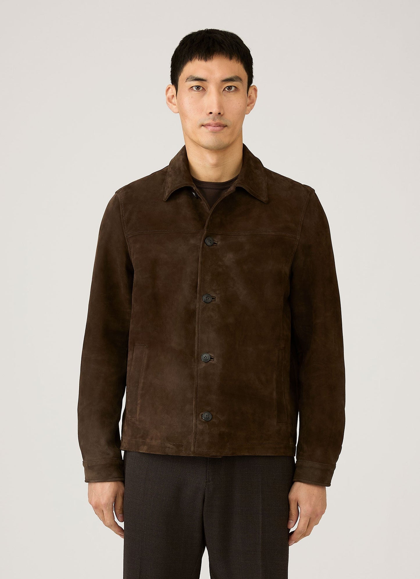 Mens Suede Jacket In Dark Brown Mjac7210 Brgz