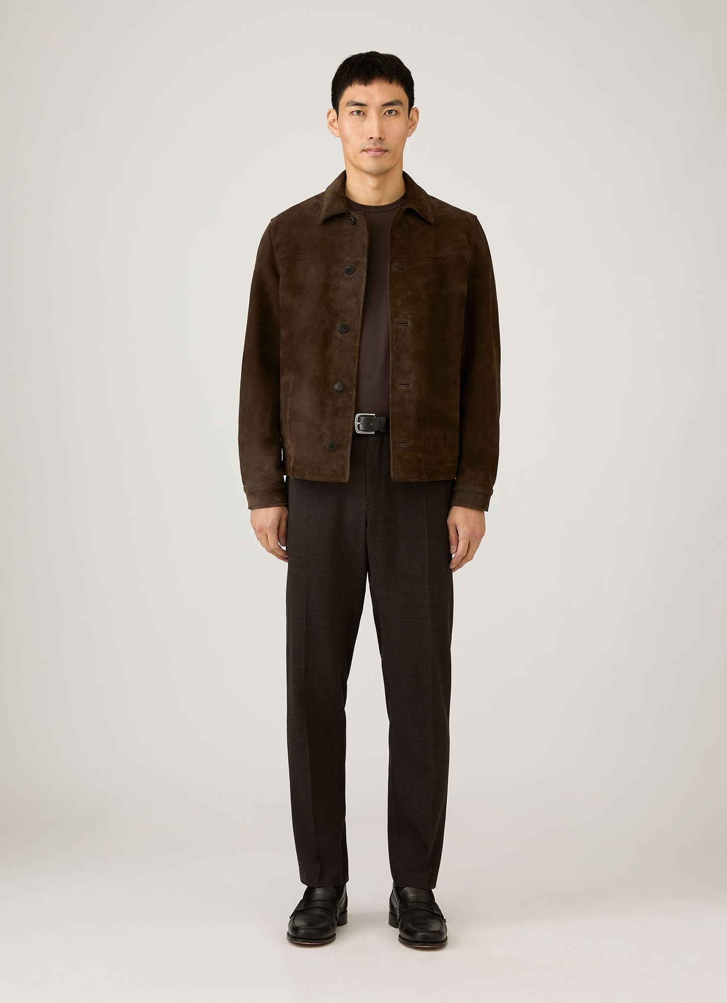 Mens Suede Jacket In Dark Brown Mjac7210 Brgz