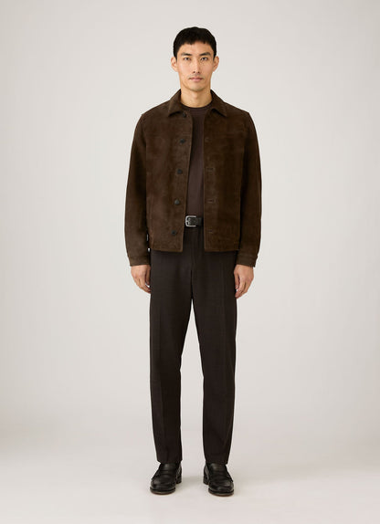 Mens Suede Jacket In Dark Brown Mjac7210 Brgz