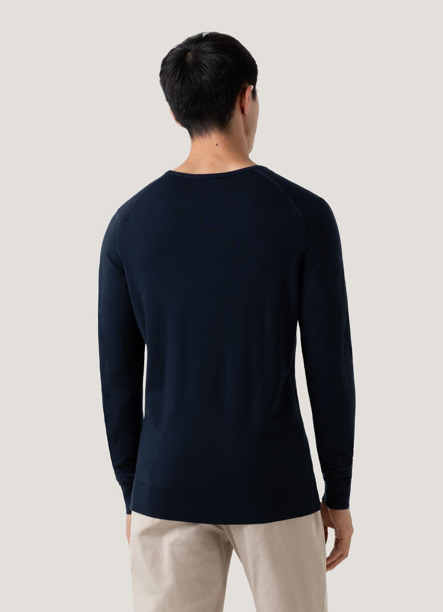 Mens Fine Merino Wool Jumper Light Navy Mjum8058