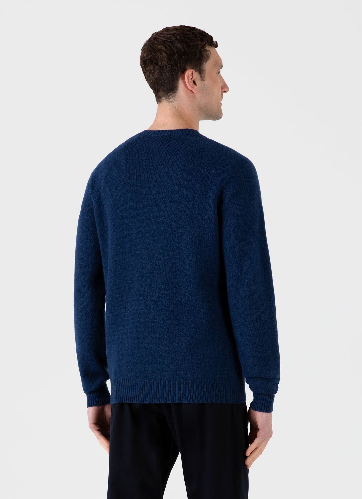 Mens Lambswool Crew Neck Jumper In Naval Blue Mjum8066 Buvm