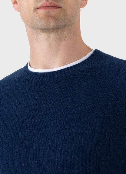 Mens Lambswool Crew Neck Jumper In Naval Blue Mjum8066 Buvm