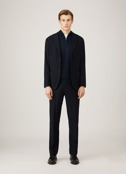 Mens Extra Fine Merino Zip Neck In Navy Mjum8116 Buaa
