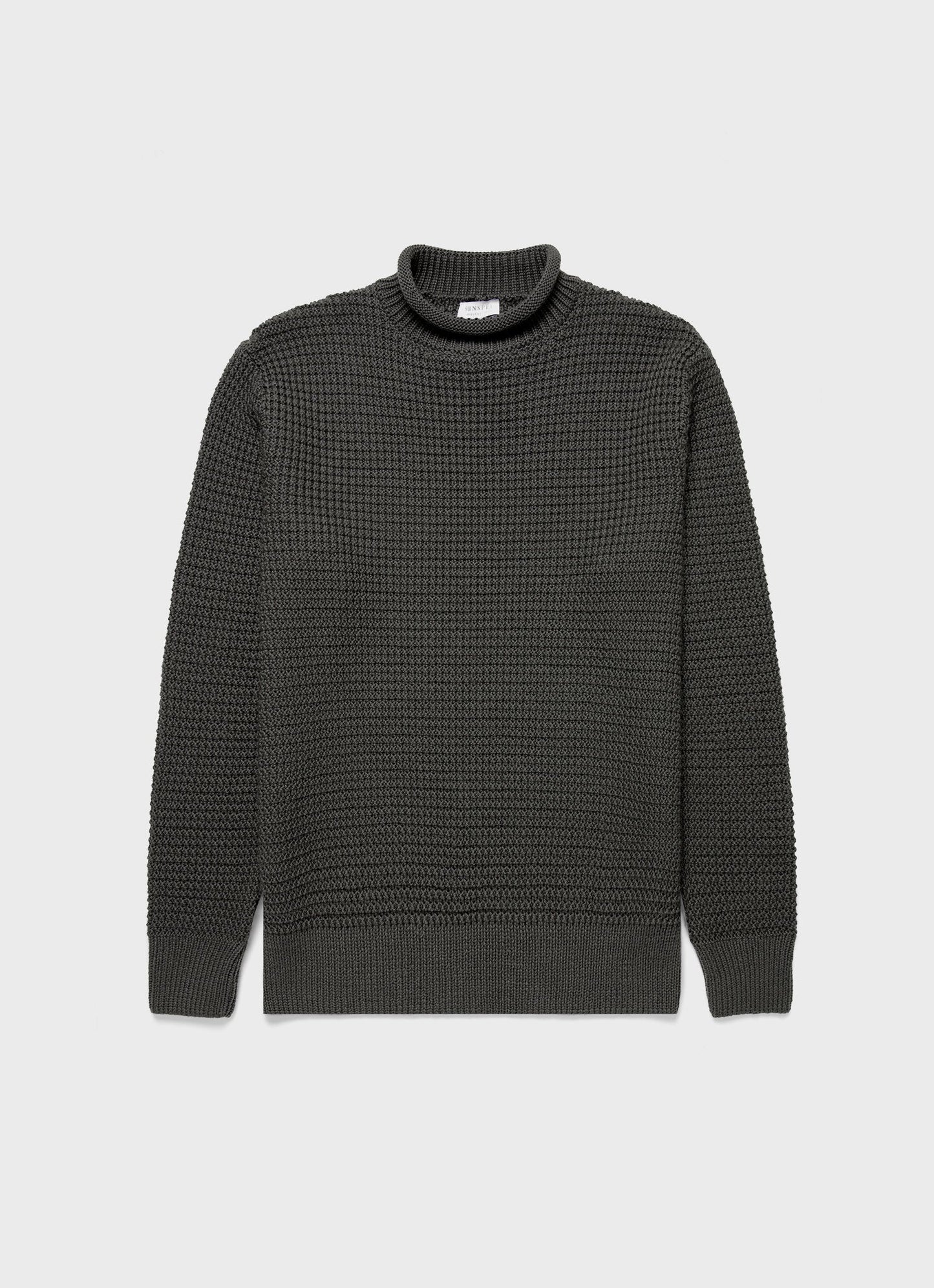 Mens Merino Fisherman Jumper In Khaki Mjum8185 Gngy