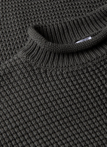 Mens Merino Fisherman Jumper In Khaki Mjum8185 Gngy
