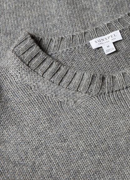 Mens Roxburgh Cashmere Jumper In Mid Grey Melange Mjum8217 Gyak