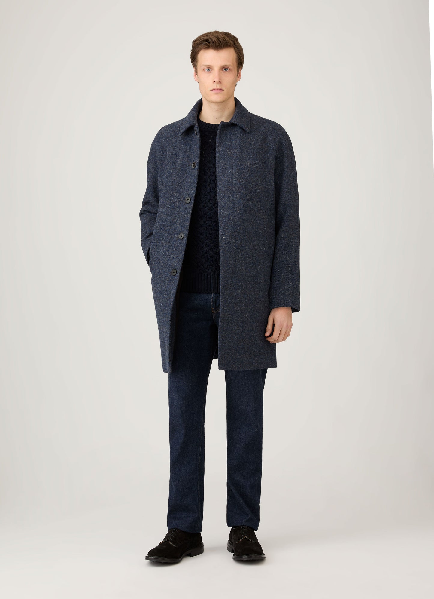Mens Cable Knit Jumper In Navy Mjum8286 Buaa