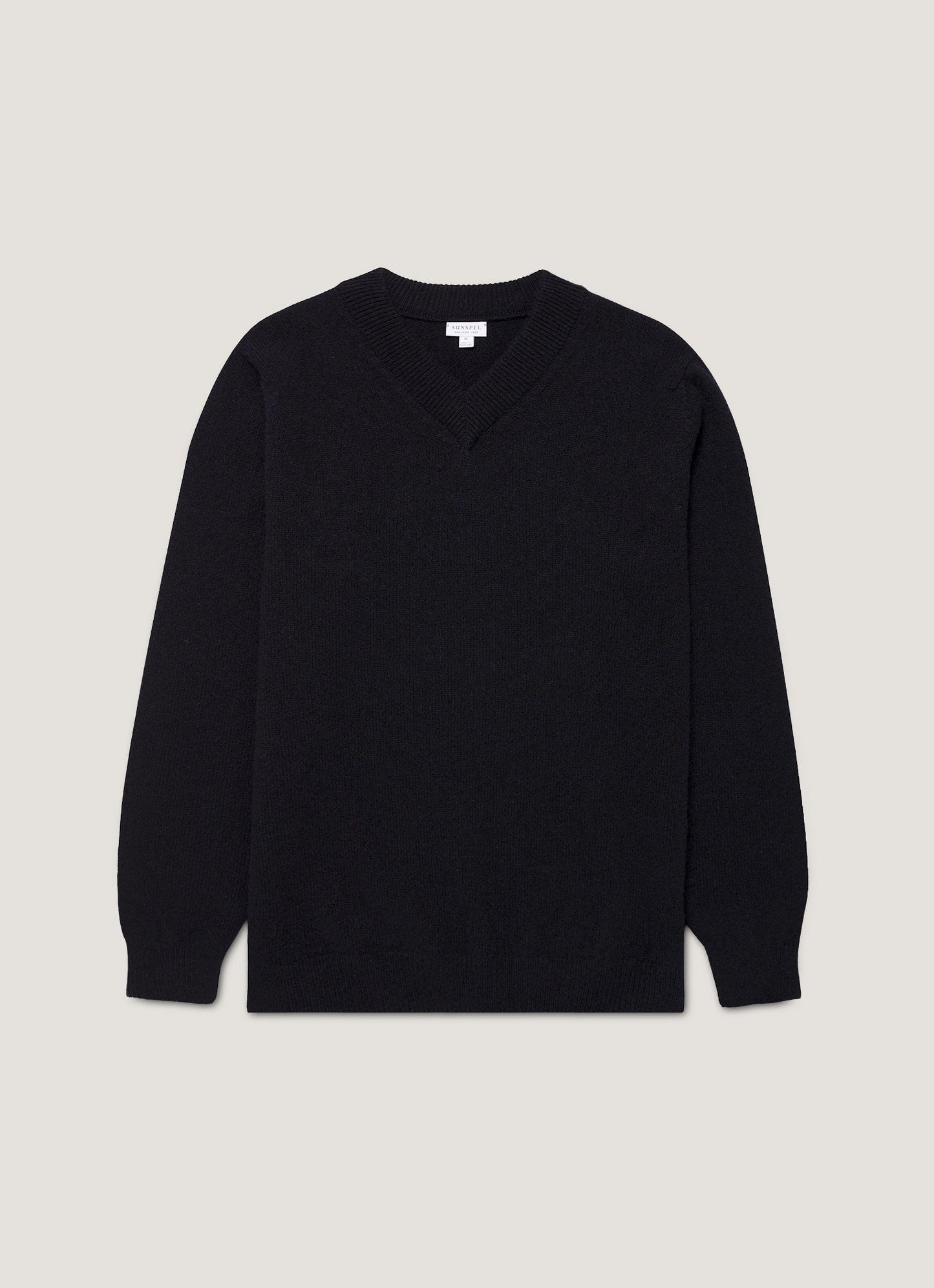 Mens Lambswool V Neck Jumper In Dark Navy Mouline Mjum8294 Bufa