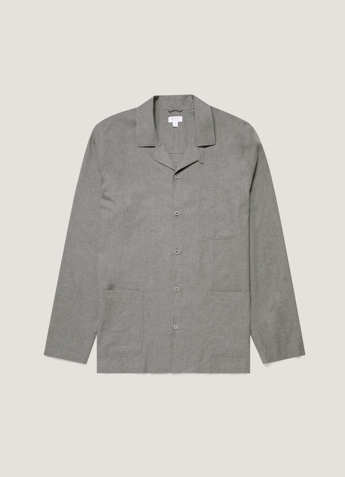 Men S Pyjama Shirt In Mid Grey Melange