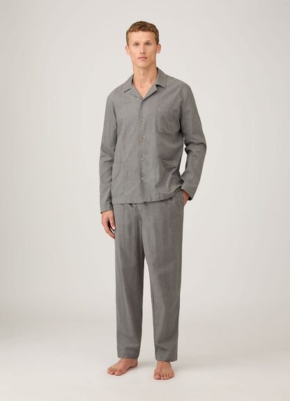 Men S Pyjama Shirt In Mid Grey Melange