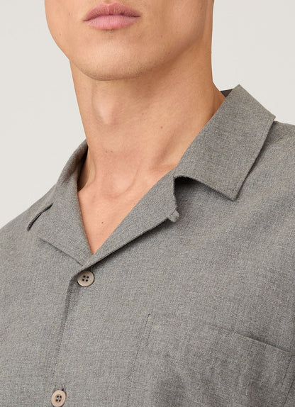Men S Pyjama Shirt In Mid Grey Melange