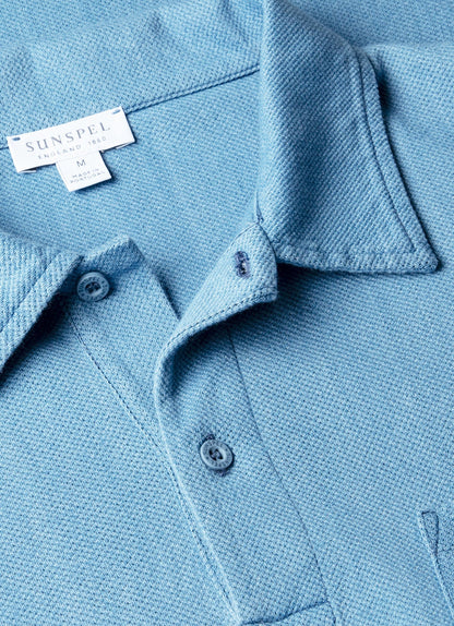 Mens Riviera Polo Shirt In Mid Indigo Wash Mpol1026D Buvz