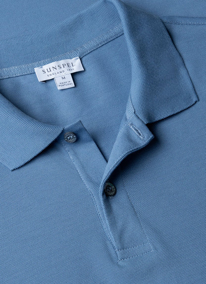 Mens Pique Polo Shirt In Como Blue Mpol1028 Buvp