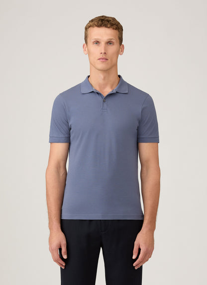 Mens Pique Polo Shirt In Selvedge Blue Mpol1028 Buwf