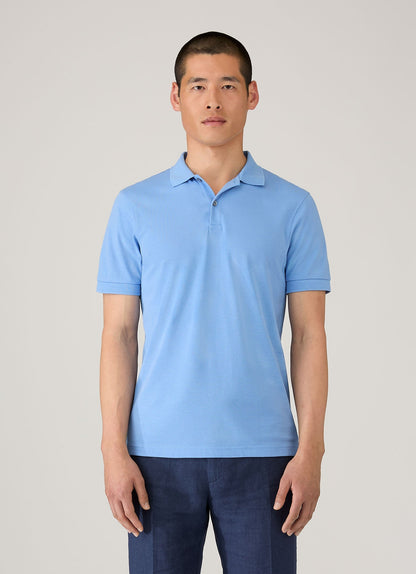 Mens Pique Polo Shirt In Azure Blue Mpol1028 Buww