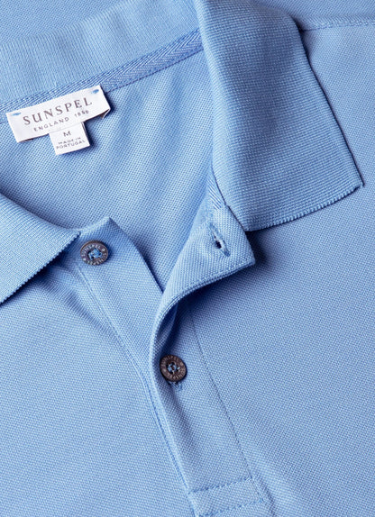 Mens Pique Polo Shirt In Azure Blue Mpol1028 Buww