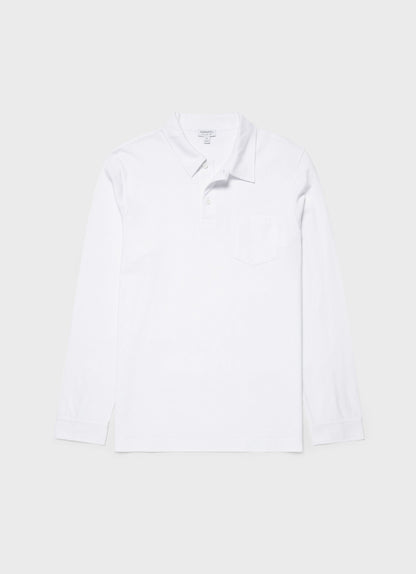 Mens Long Sleeve Riviera Polo Shirt In White Mpol1031 Whaa