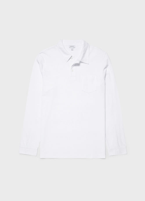 Mens Long Sleeve Riviera Polo Shirt In White Mpol1031 Whaa