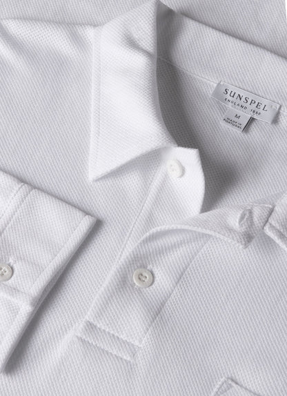 Mens Long Sleeve Riviera Polo Shirt In White Mpol1031 Whaa