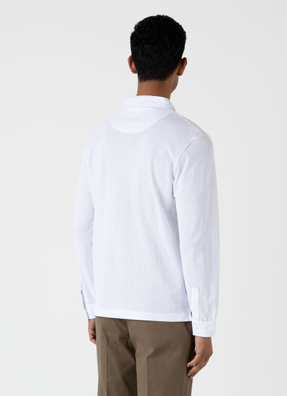 Mens Long Sleeve Riviera Polo Shirt In White Mpol1031 Whaa