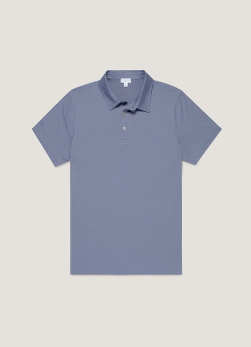 Mens Classic Jersey Polo Shirt In Selvedge Blue Mpol1052 Buwf