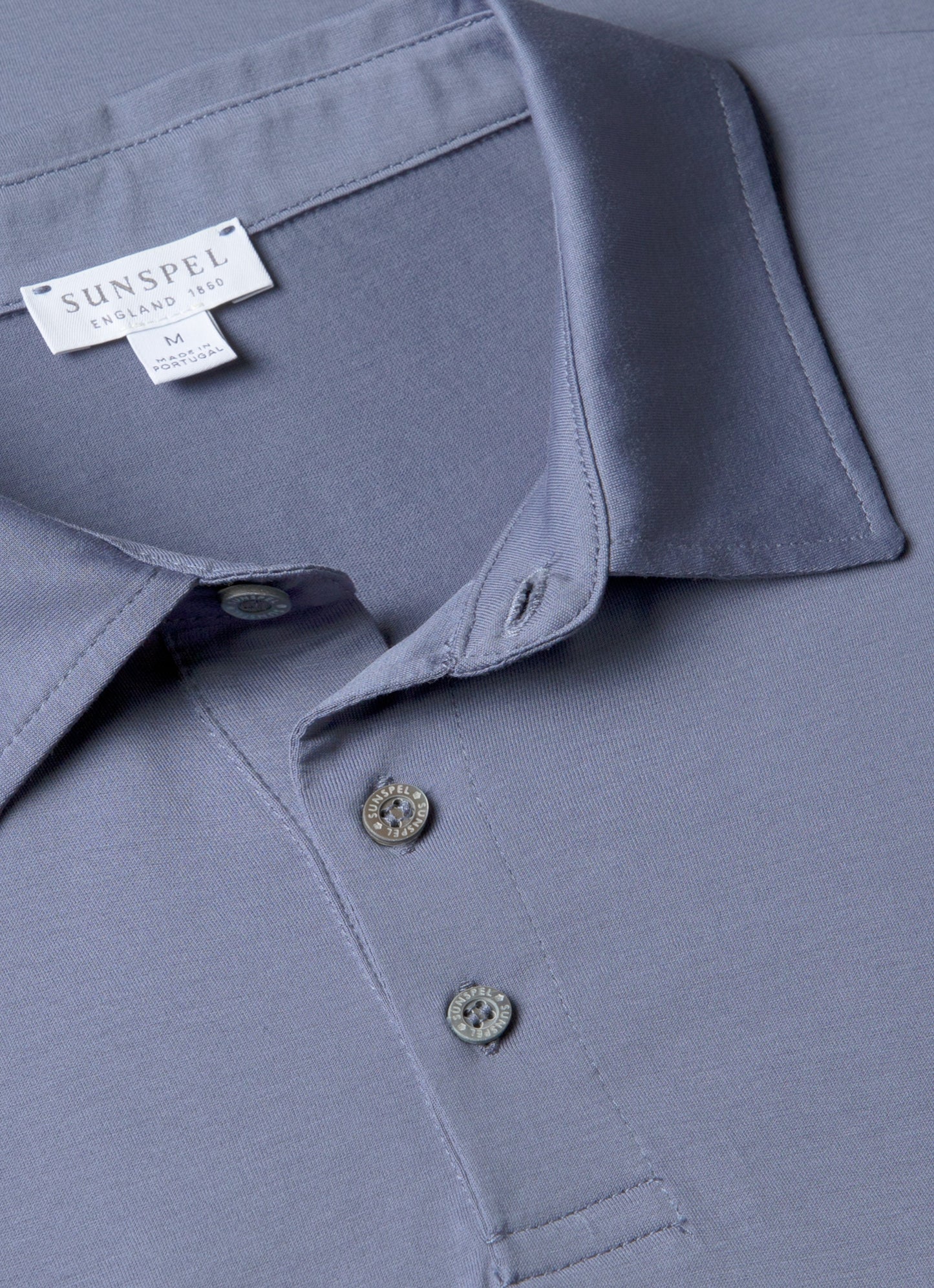Mens Classic Jersey Polo Shirt In Selvedge Blue Mpol1052 Buwf